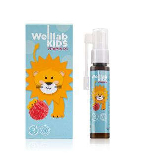 #07062                Cпрей с витамином D3 WELLLAB KIDS VITAMIN D3 со вкусом малины, 25 мл