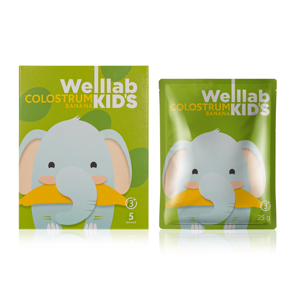 #00335 Детский напиток WELLLAB KIDS COLOSTRUM со вкусом «Банан», 5 саше